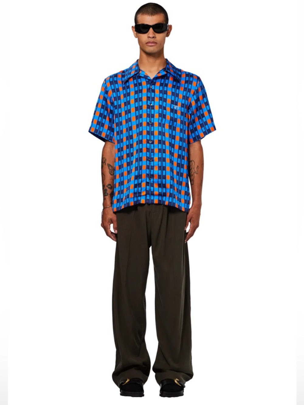 WALES BONNER High Life Bowling Shirt With Embroidered Logo in sz 52 US XL luxury